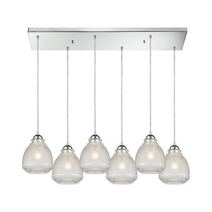 Victoriana - 6 Light Rectangular Pendant in Modern/Contemporary Style with Retro and Luxe/Glam inspirations - 8 Inches tall and 32 inches wide