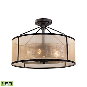 Diffusion - 28.5W 3 LED Semi-Flush Mount in Transitional Style with Luxe/Glam and Mid-Century Modern inspirations - 13 Inches tall and 18 inches wide