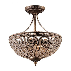 Elizabethan - 3 Light Semi-Flush Mount in Traditional Style with Victorian and French Country inspirations - 14 Inches tall and 13 inches wide - 34772
