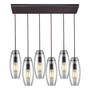Menlow Park - 6 Light Rectangular Pendant in Transitional Style with Retro and Scandinavian inspirations - 10 Inches tall and 32 inches wide