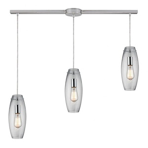 Menlow Park - 3 Light Linear Pendant in Transitional Style with Retro and Scandinavian inspirations - 12 Inches tall and 5 inches wide - 1208807