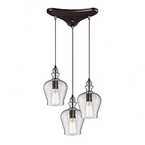 Menlow Park - 3 Light Triangular Pendant in Transitional Style with Vintage Charm and Country/Cottage inspirations - 10 Inches tall and 10 inches wide - 421928