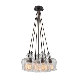 Menlow Park - 7 Light Pendant in Transitional Style with Vintage Charm and Country/Cottage inspirations - 10 Inches tall and 19 inches wide