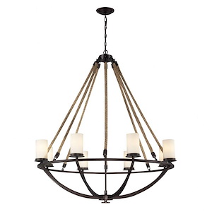 Natural Rope - 8 Light Chandelier in Transitional Style with Modern Farmhouse and Coastal/Beach inspirations - 44 Inches tall and 41 inches wide - 373182