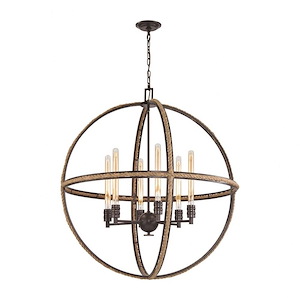 Natural Rope - 6 Light Chandelier in Transitional Style with Modern Farmhouse and Coastal/Beach inspirations - 37 Inches tall and 34 inches wide - 522037