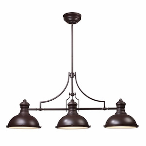 Chadwick - 3 Light Linear Chandelier In Industrial Style-21 Inches Tall and 47 Inches Wide
