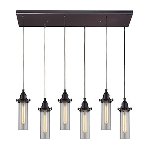 Fulton - 6 Light Rectangular Pendant in Transitional Style with Urban/Industrial and Modern Farmhouse inspirations - 11 Inches tall and 9 inches wide - 749505