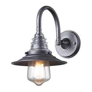 Insulator Glass - 1 Light Wall Sconce in Transitional Style with Urban/Industrial and Modern Farmhouse inspirations - 14 Inches tall and 9 inches wide - 373577