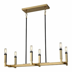 Mandeville - 6 Light Chandelier In Art Deco Style-7 Inches Tall and 31 Inches Wide
