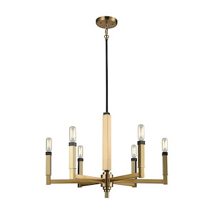 Mandeville - 6 Light Chandelier in Transitional Style with Art Deco and Mission inspirations - 18 Inches tall and 23 inches wide