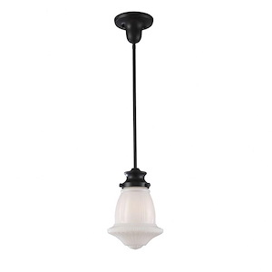 Schoolhouse - 9.5W 1 LED Mini Pendant in Transitional Style with Victorian and Vintage Charm inspirations - 12 Inches tall and 8 inches wide - 373717