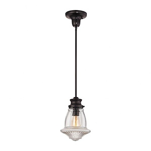 Schoolhouse - 1 Light Mini Pendant in Transitional Style with Victorian and Vintage Charm inspirations - 12 Inches tall and 8 inches wide
