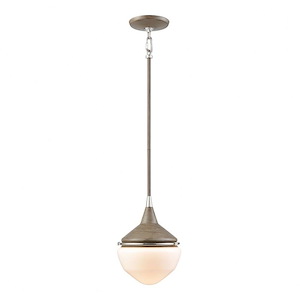 Mid Century Schoolhouse - 1 Light Mini Pendant In Mission Style-11 Inches Tall and 8 Inches Wide
