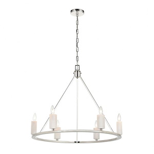 White Stone - 6 Light Chandelier In Modern Style-23 Inches Tall and 30 Inches Wide