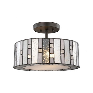 Ethan - 2 Light Semi-Flush Mount in Transitional Style with Mission and Mid-Century Modern inspirations - 10 Inches tall and 14 inches wide