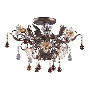 Cristallo Fiore - 3 Light Semi-Flush Mount in Traditional Style with Country/Cottage and Nature inspirations - 13 Inches tall and 19 inches wide - 70381