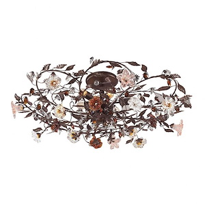 Cristallo Fiore - 6 Light Flush Mount in Traditional Style with Country/Cottage and Nature/Organic inspirations - 13 Inches tall and 38 inches wide - 70384