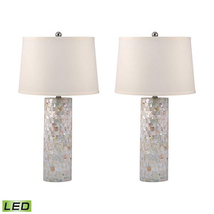 Mother of Pearl - Transitional Style w/ Luxe/Glam inspirations - Mother of Pearl 9W 2 LED Table Lamp (Set of 2) - 28 Inches tall 15 Inches wide - 874375