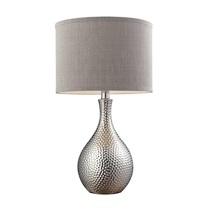 Hammered Chrome - Transitional Style w/ Luxe/Glam inspirations - Ceramic and Metal 1 Light Table Lamp - 22 Inches tall 12 Inches wide
