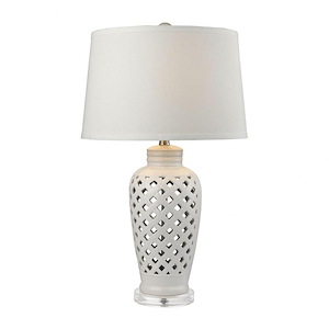 Openwork - Traditional Style w/ Country/Cottage inspirations - Ceramic and Crystal 1 Light Table Lamp - 27 Inches tall 16 Inches wide