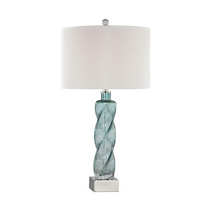 Springtide - Transitional Style w/ Luxe/Glam inspirations - Glass and Metal and Faux Silk 1 Light Table Lamp - 29 Inches tall 15 Inches wide