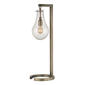 Antique Brass - Transitional Style w/ Luxe/Glam inspirations - Glass and Metal 1 Light Table Lamp - 29 Inches tall 10 Inches wide