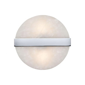 Stonewall - Modern/Contemporary Style w/ Luxe/Glam inspirations - Alabaster and Metal 2 Light Wall Sconce - 9 Inches tall 9 Inches wide