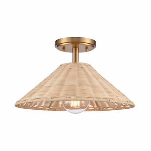 Rydell - 14 Inch Wide 1-Light Semi Flush Mount In Transitional Style - 1271619