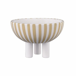 Booth - Large Striped Bowl In Modern Style-4.25 Inches Tall and 6.25 Inches Wide