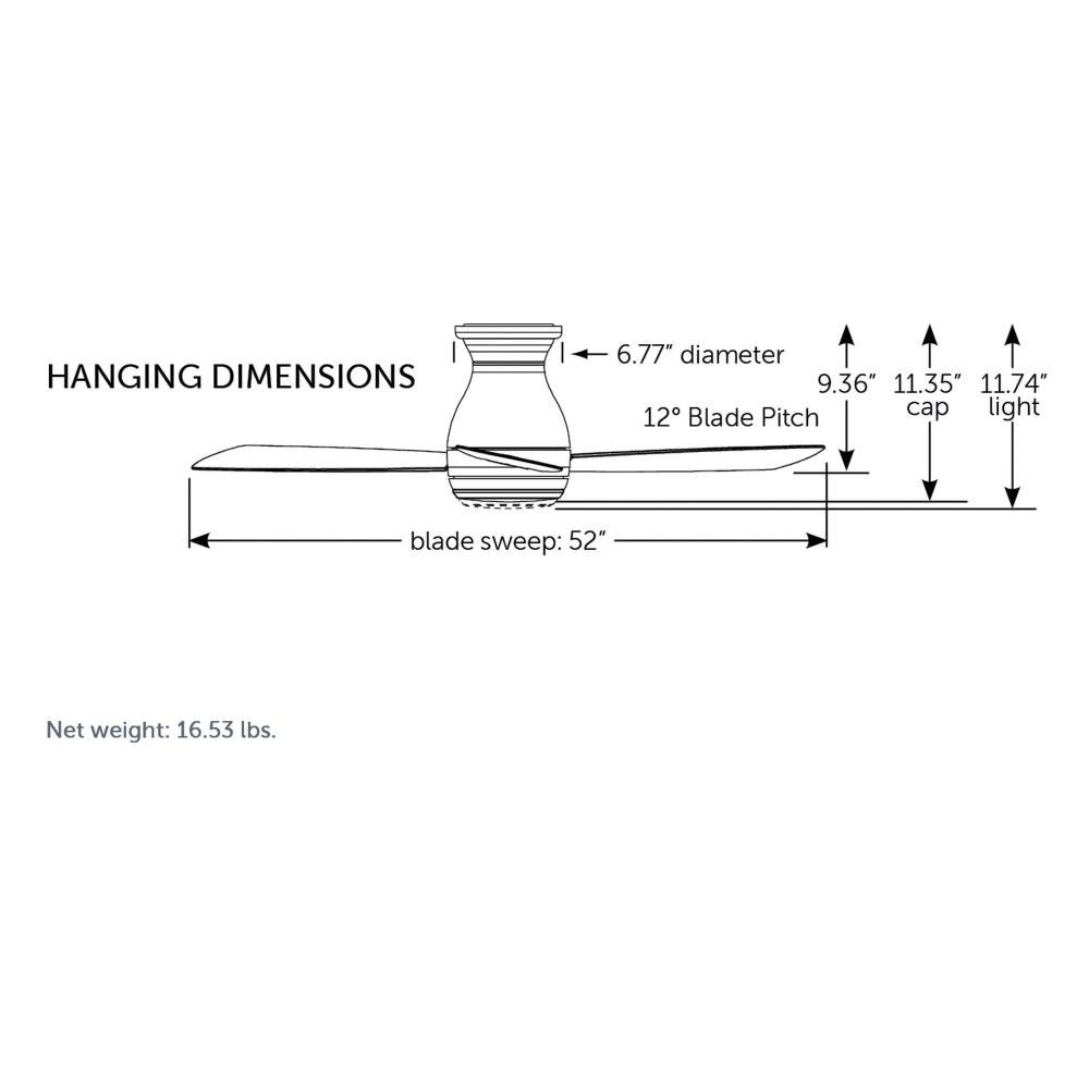 Fanimation Hugh 52" AC Indoor/Outdoor Flushmount Ceiling Fan With 18W LED Light And Remote Control