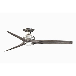 Spitfire - 3 Blade Flush Ceiling Fan with Light Kit-9.5 Inches Tall and 60 Inches Wide