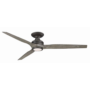 Spitfire - 3 Blade Flush Mount Ceiling Fan with Light Kit-21.08 Inches Tall and 64 Inches Wide