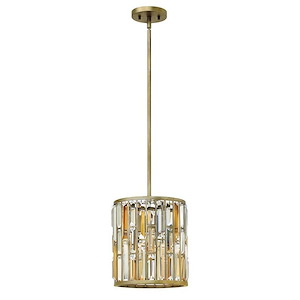 Gemma-1 Light Contemporary Small Pendant with Prism Crystals-10.25 Inches Wide by 11.75 Inches Tall