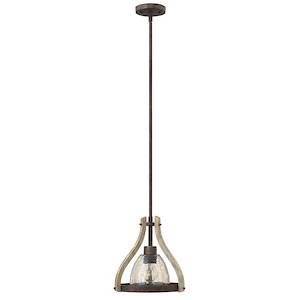 Middlefield-1 Light Rustic Small Small Pendant with Wood and Metal Design-12 Inches Wide by 11 Inches Tall