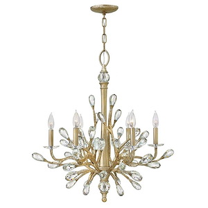 Eve-6 Light Medium Organic Chandelier with Clear Crystal and Metal-26 Inches Wide by 30 Inches Tall