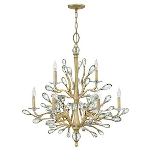 Eve-9 Light Large Organic 2-Tier Chandelier with Clear Crystal and Metal-33.5 Inches Wide by 36 Inches Tall