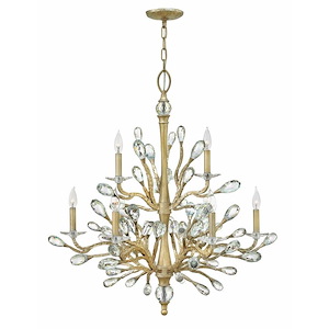 Eve-9 Light Large Organic 2-Tier Chandelier with Clear Crystal and Metal-33.5 Inches Wide by 36 Inches Tall - 496724