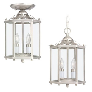 Sea Gull Lighting-Bretton-2 Light Semi-Flush Convertible Pendant in Traditional Style-7.25 Inch wide by 12 Inch high