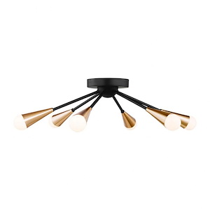 Sea Gull Lighting-Clive-6 Light Semi-Flush Mount In Contemporary and Modern Style-7 Inch Tall and 25 Inch Wide