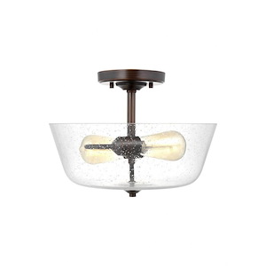Sea Gull Lighting-Belton-Two Light Semi-Flush Mount in Transitional Style-15 Inch wide by 10.38 Inch high