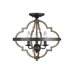 Sea Gull Lighting-Socorro-3 Light Semi-Flush Mount in Transitional Style-15.5 Inch wide by 15.5 Inch high