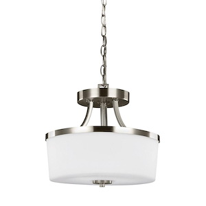 Sea Gull Lighting-Hettinger-100W Two Light Convertible Pendant in Transitional Style-13.25 Inch wide by 11.38 Inch high