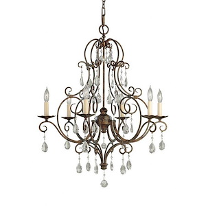 Chateau-Chandelier 6 Light in Crystals Style-25 Inch Wide by 30 Inch High - 1276539