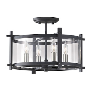 Ethan-Four Light Indoor Semi-Flush Mount in Transitional Style-16.38 Inch Wide by 10.5 Inch High - 1276686
