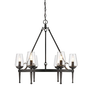 Marcellis - Chandelier 6 Light Steel in Rustic style - 26.5 Inches high by 26 Inches wide