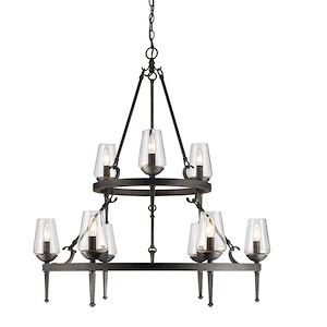 Marcellis - 2 Tier Chandelier 9 Light Steel in Rustic style - 37.25 Inches high by 34 Inches wide