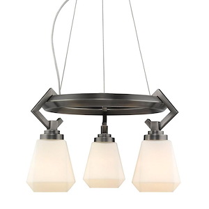 Hollis - Chandelier 3 Light Steel in Unique style - 10.75 Inches high by 16.5 Inches wide - 1217904