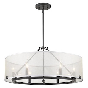 Alyssa - Long Rod Chandelier 6 Light Steel Sterling Mist in Sturdy style - 11.63 Inches high by 25.88 Inches wide