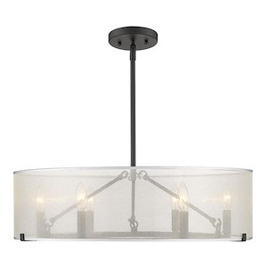Alyssa - Short Rod Chandelier 6 Light Steel Sterling Mist in Sturdy style - 7.13 Inches high by 25.88 Inches wide