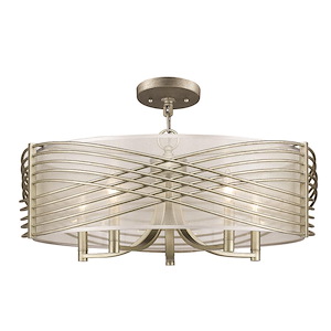 Zara - 5 Light Semi-Flush in White Gold in Geometric style - 15.25 Inches high by 25.63 Inches wide